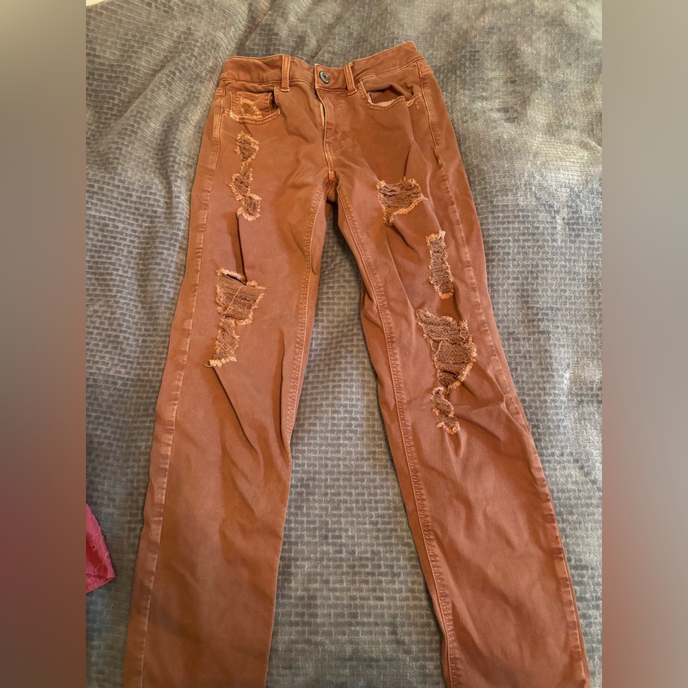 American Eagle Outfitters Brown Mauve Straight Leg Jeans - Picture 1 of 1